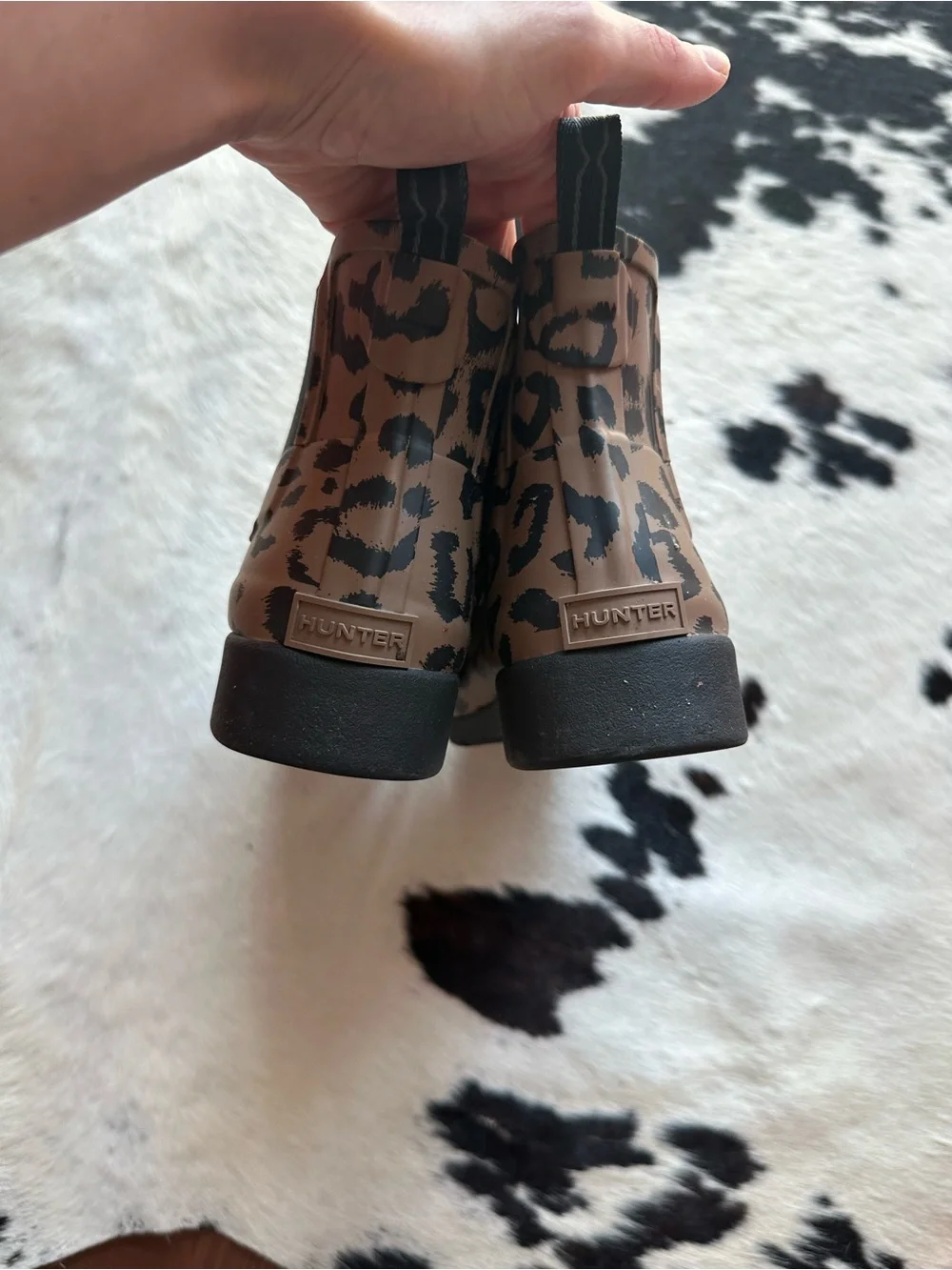 HUNTER Leopard Print Chelsea Rain Boots - Brown/Black